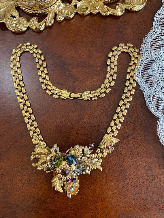Vintage Carved Flower Necklace