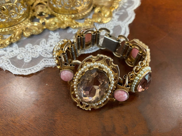 Vintage Pink Rhinestone Bracelet